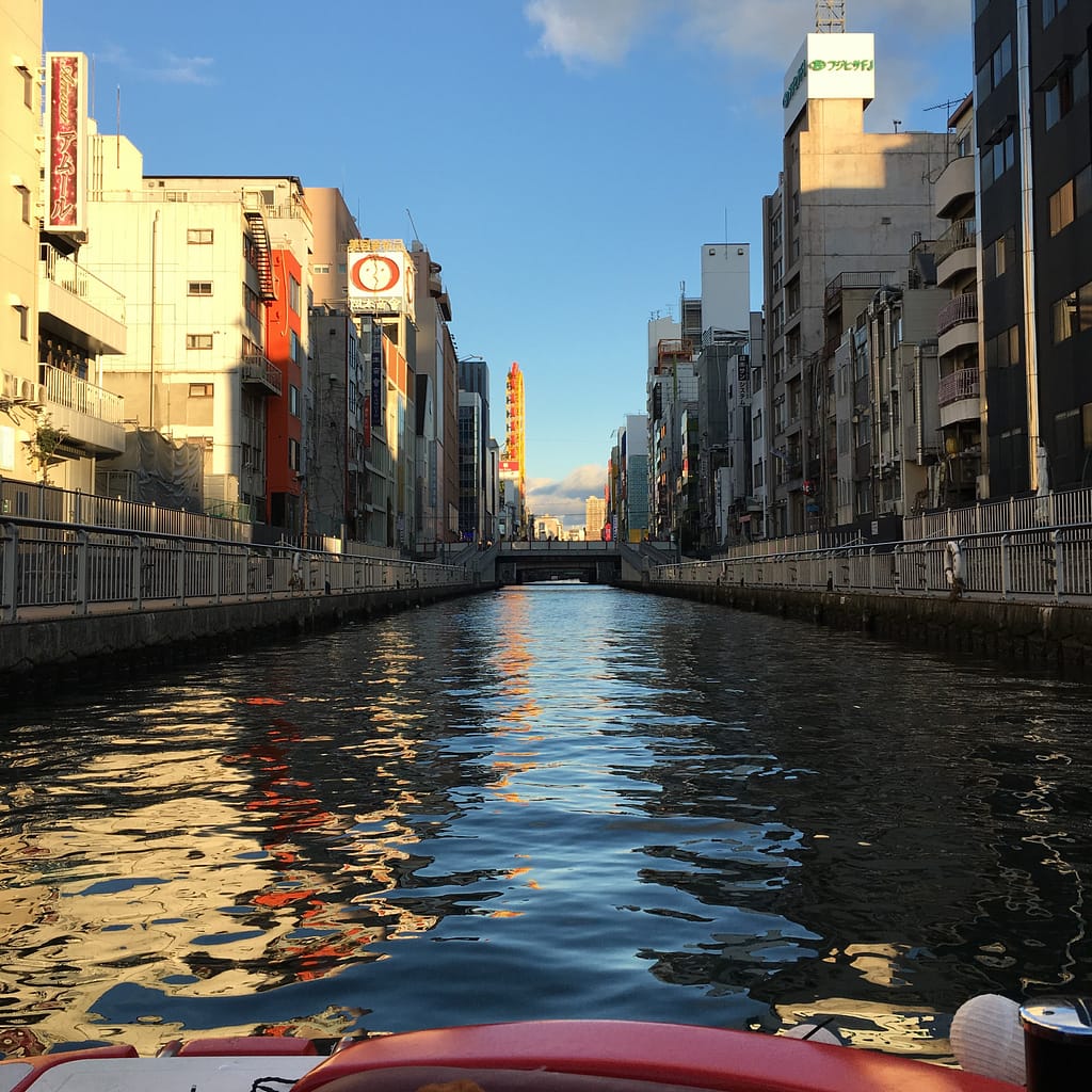 A view from the Dotonbori river in Osaka
