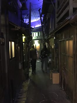 The interior is modeled after 1950s Tokyo. Dark alleys and small buildings, as well as some limited seating in the middle of the museum
