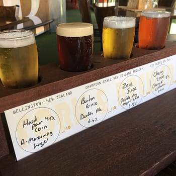 A flight of four beers