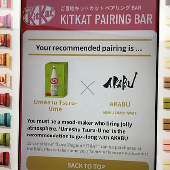 Kit kat and sake pairing at the Craft Sake Festival Spring 2019