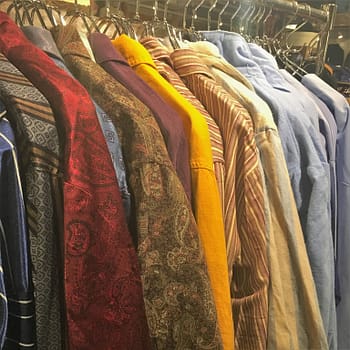 A sample of vintage style shirts for sale at Damage Done thrift store