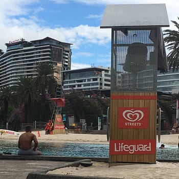 Lifeguard stand on streets beach in Brisbane