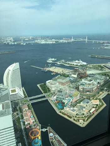 overlooking the harbor in Yokohama from the Landmark Tower