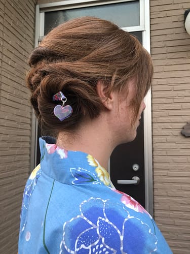 My hair put up for the festival